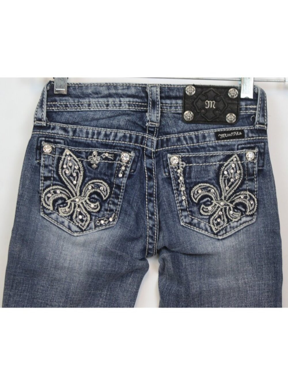 Miss Me Jeans Girls sz 7 Fluer de Lis Y2K Western Cowgirl Rhinestones JK5647B